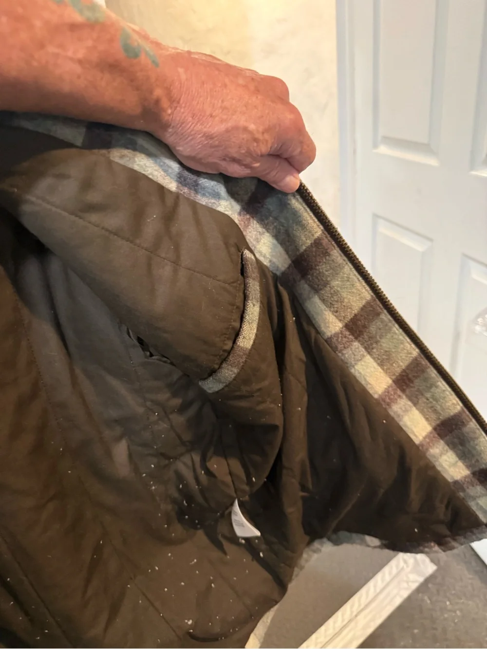 True Religion Men's Plaid Sherpa Collar Jacket - Brown/Olive
